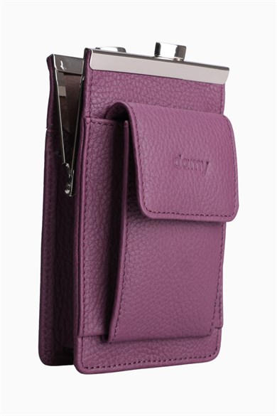 Hakiki Deri Unisex Kartlıklı Sigaralık 701 - Mürdüm
