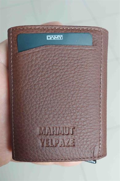 Hakiki Deri Unisex Mekanizmalı Cüzdan 626MG - Taba