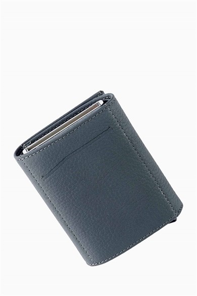 Hakiki Deri Unisex Mekanizmalı Cüzdan 626MG - Gri