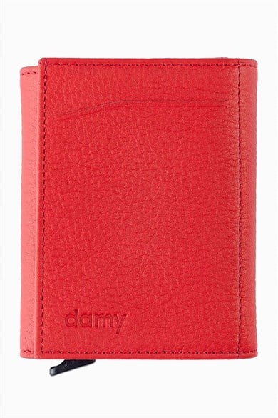 Hakiki Deri Unisex Mekanizmalı Cüzdan 626MG - Kırmızı