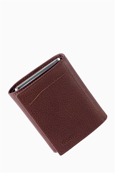 Hakiki Deri Unisex Mekanizmalı Cüzdan 626MG - Taba