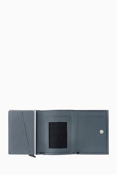 Hakiki Deri Unisex Mekanizmalı Cüzdan 626MG - Gri