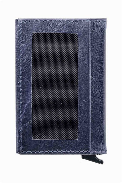 Hakiki Deri Unisex Mekanizmalı Kartlık 611CR - Lacivert