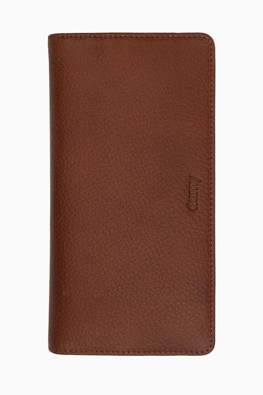 Hakiki Deri RFID Korumalı Telefonlu El Portföyü 804 - Taba