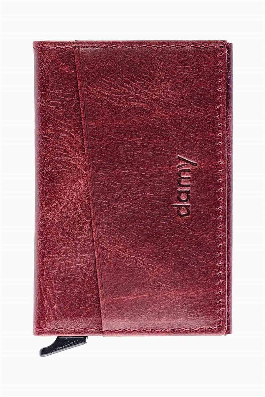 Hakiki Deri Unisex Mekanizmalı Kartlık 611CR - Bordo
