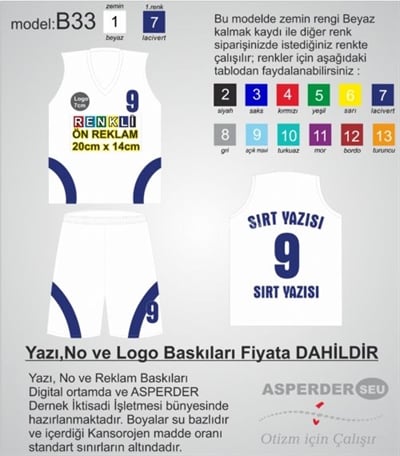 Basketbol Forma Şort takım model 33