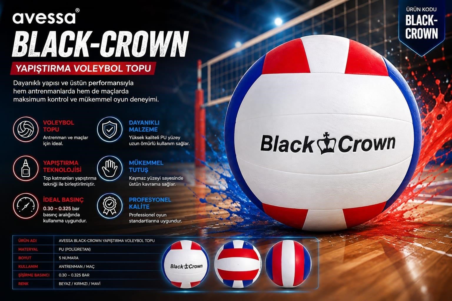 Avessa Black-Crown Yapıştırma Voleybol Topu
