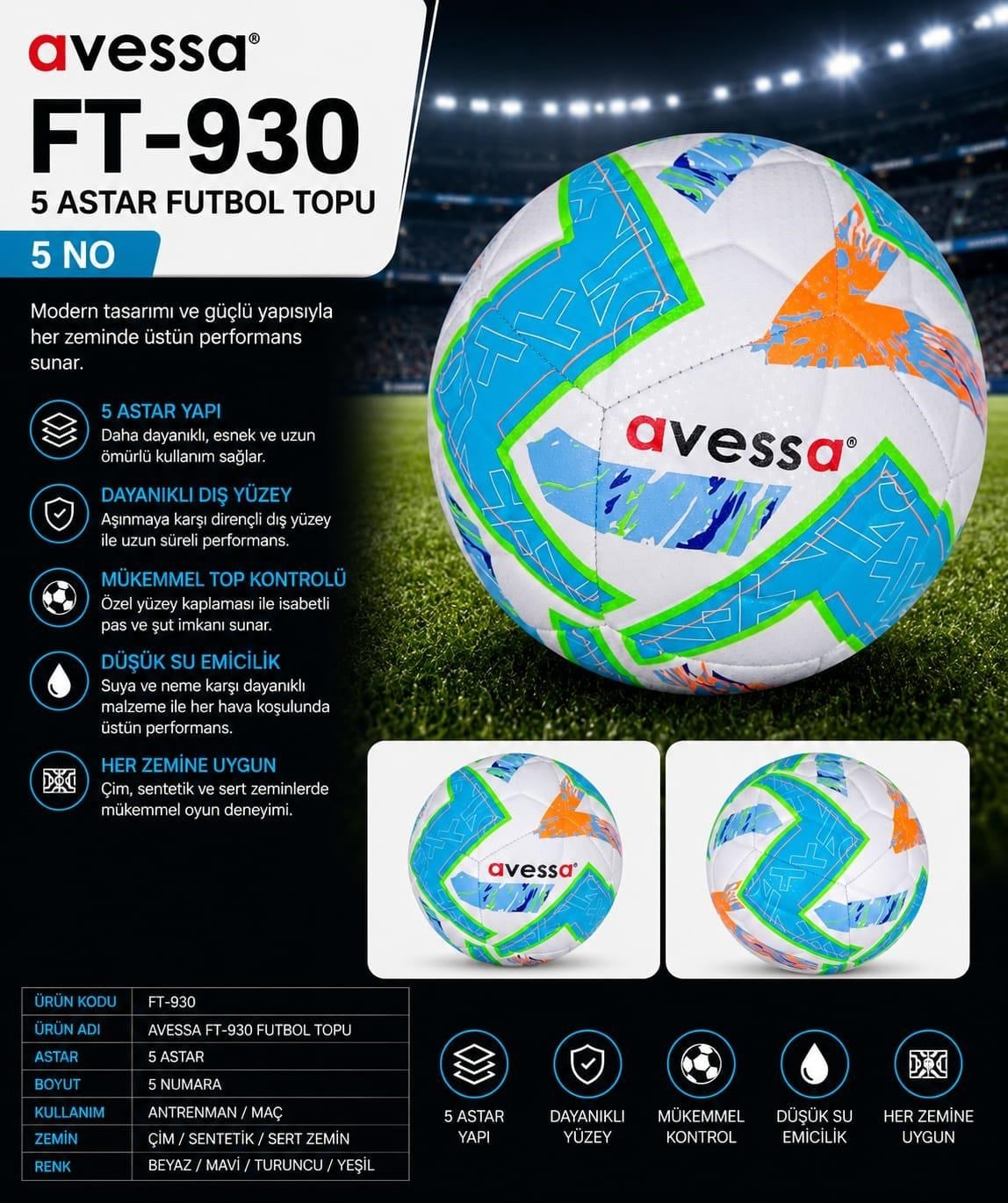 Avessa Ft-930 Futbol Topu 5 Astar