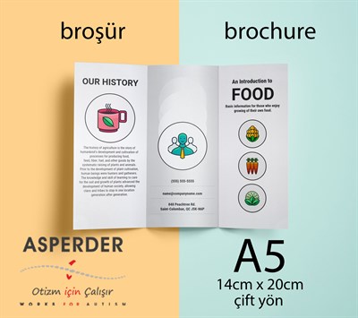 Broşür - A5 - 14x20cm - çift yön - 1000ad