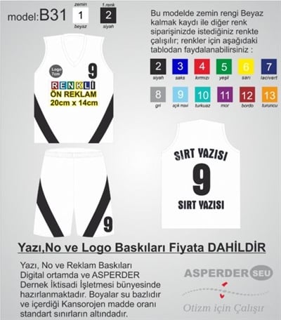 Basketbol Forma Şort takım model 31