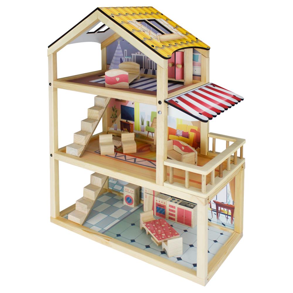 Ahşap 3 Katlı  Çocuk Oyun Evi - EV17