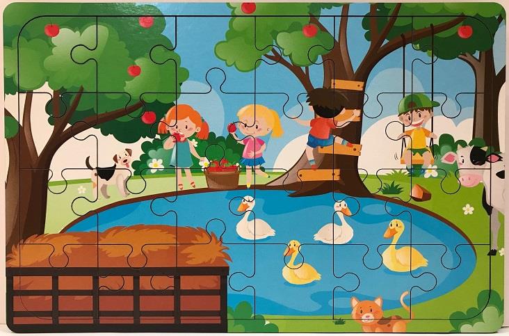 Ahşap Puzzle Çocuklar Bahçede - 24 Parça