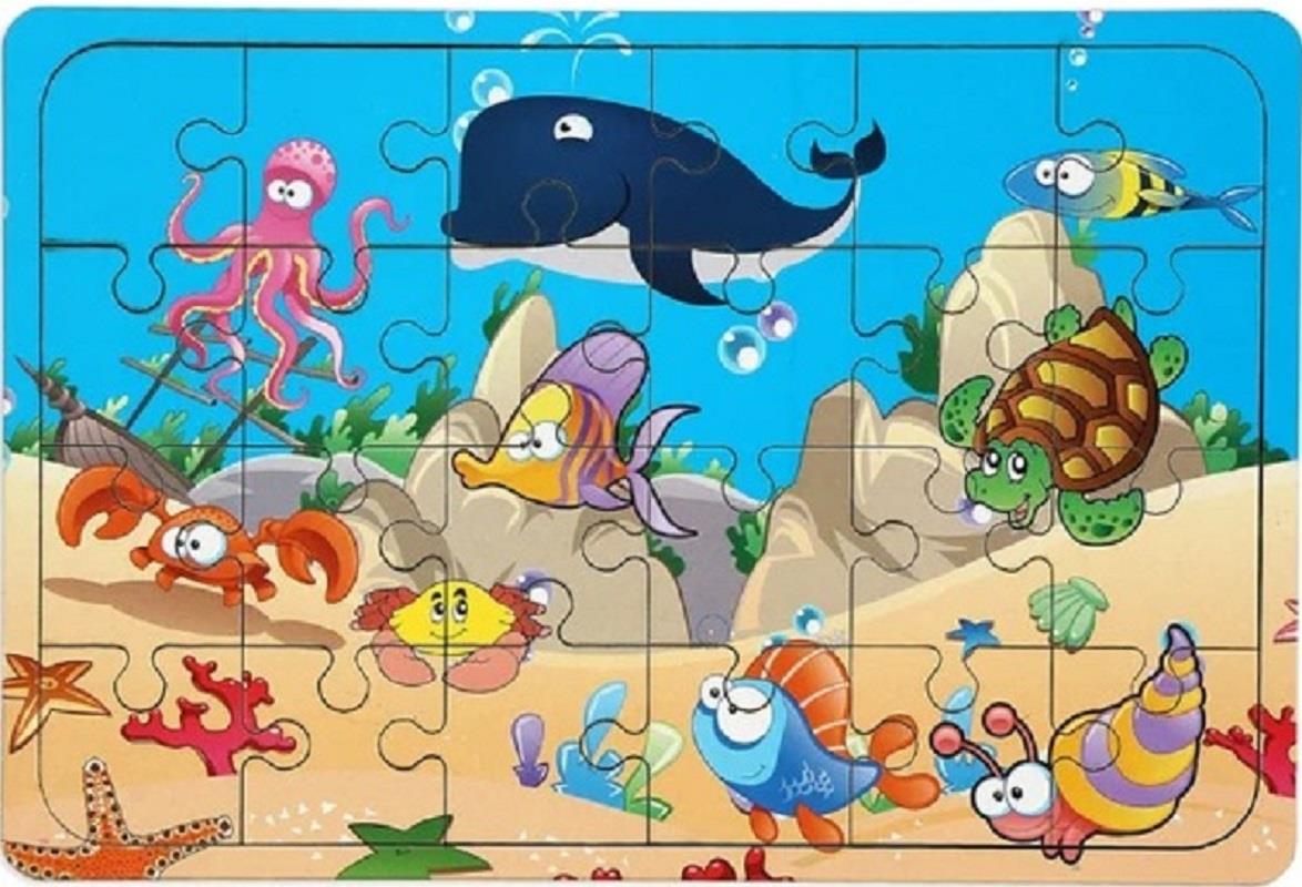 Ahşap Puzzle Denizaltı Balıklar - 24 Parça