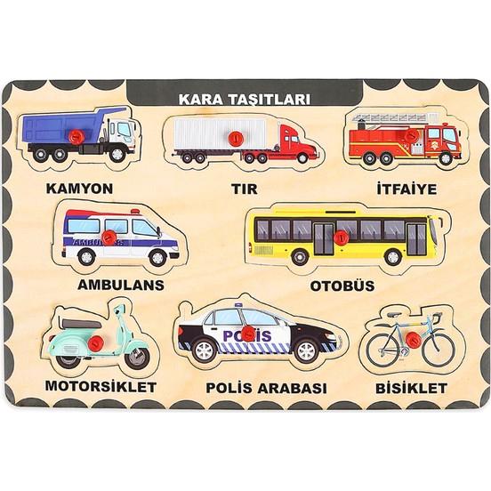 Ahşap Tutmalı Puzzle - Kara Taşıtları