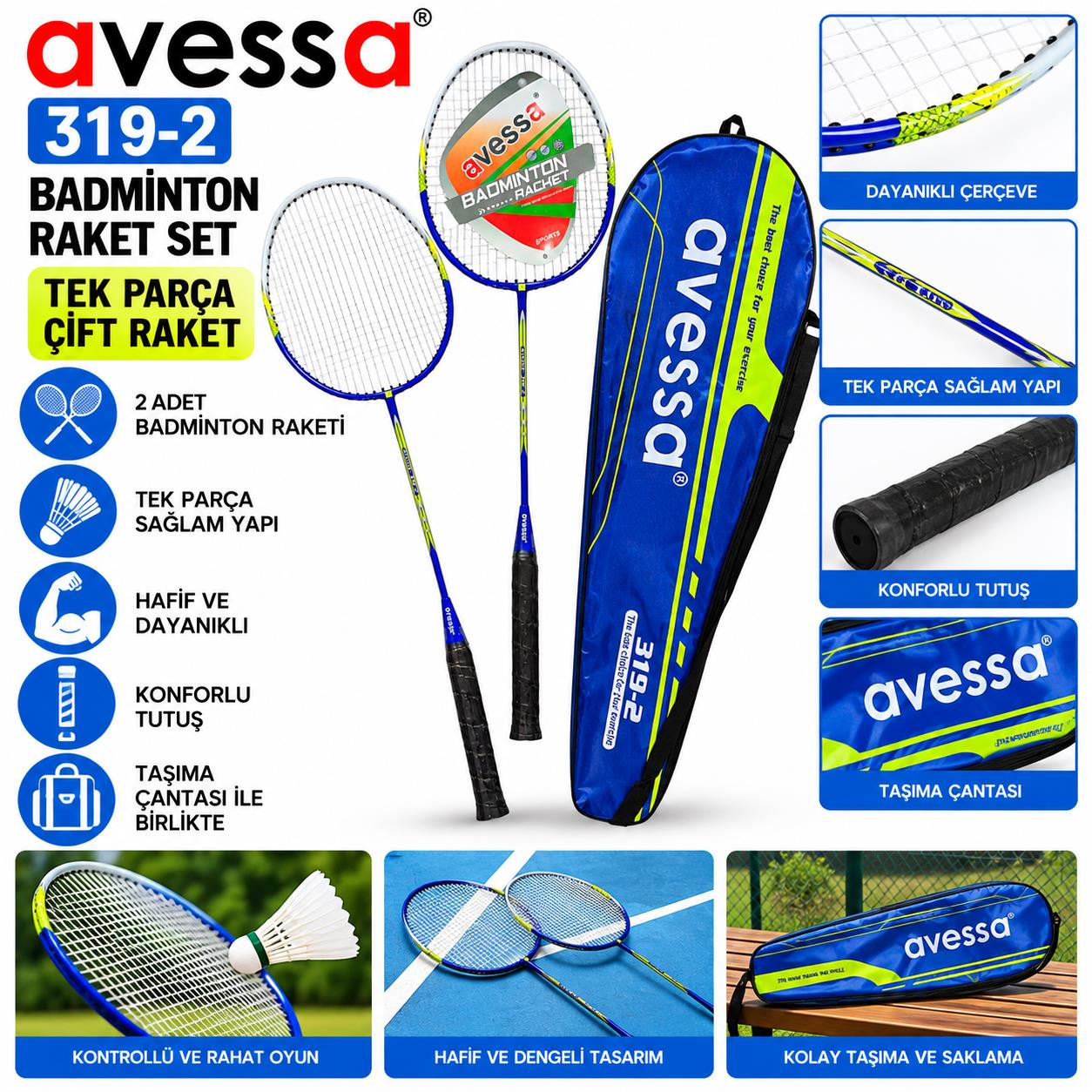 Avessa 319-2 Badmington Raketi Çift