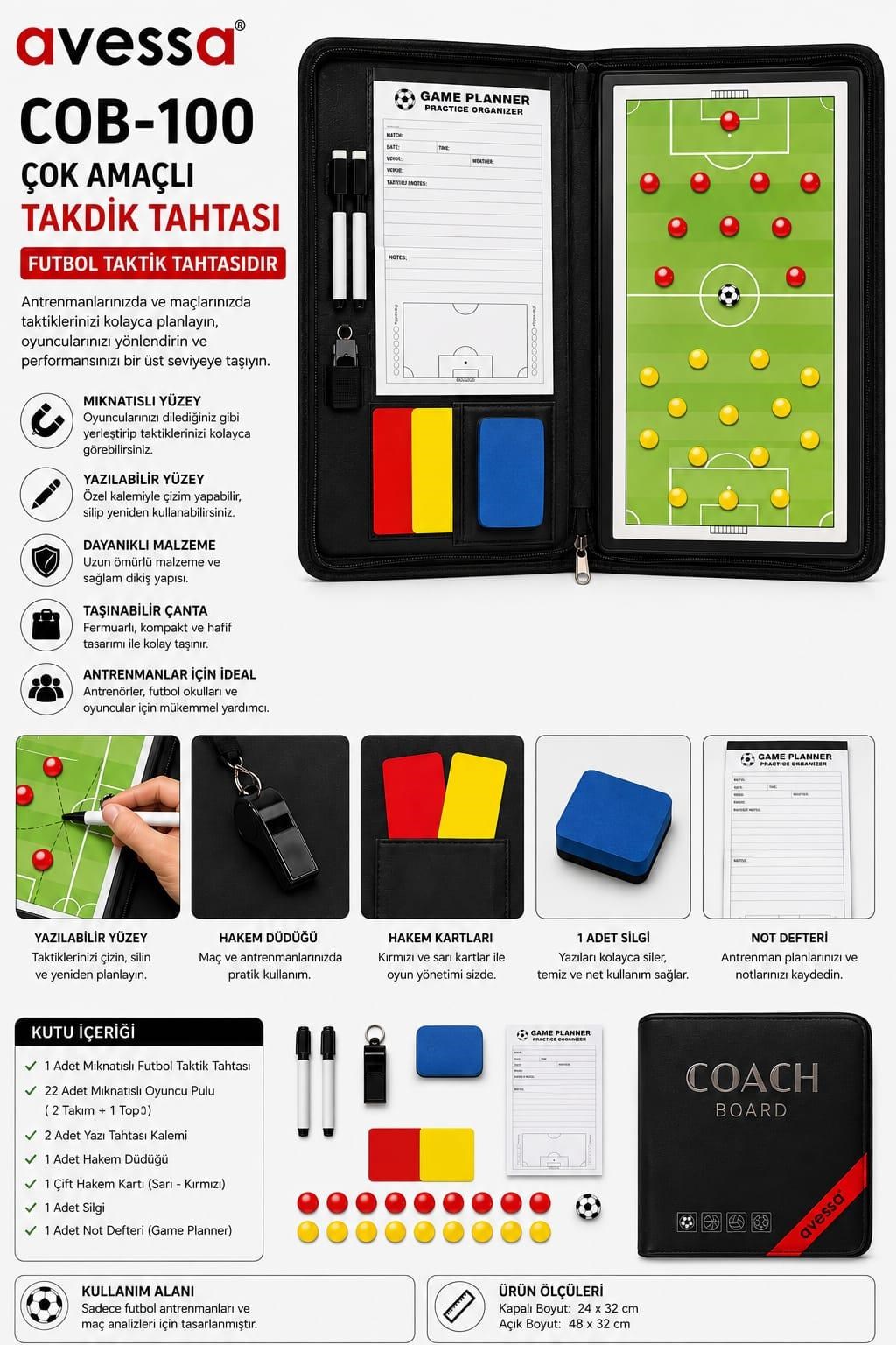 Avessa Cob-100 Çok Amaçlı Taktik Tahtası Tam Set