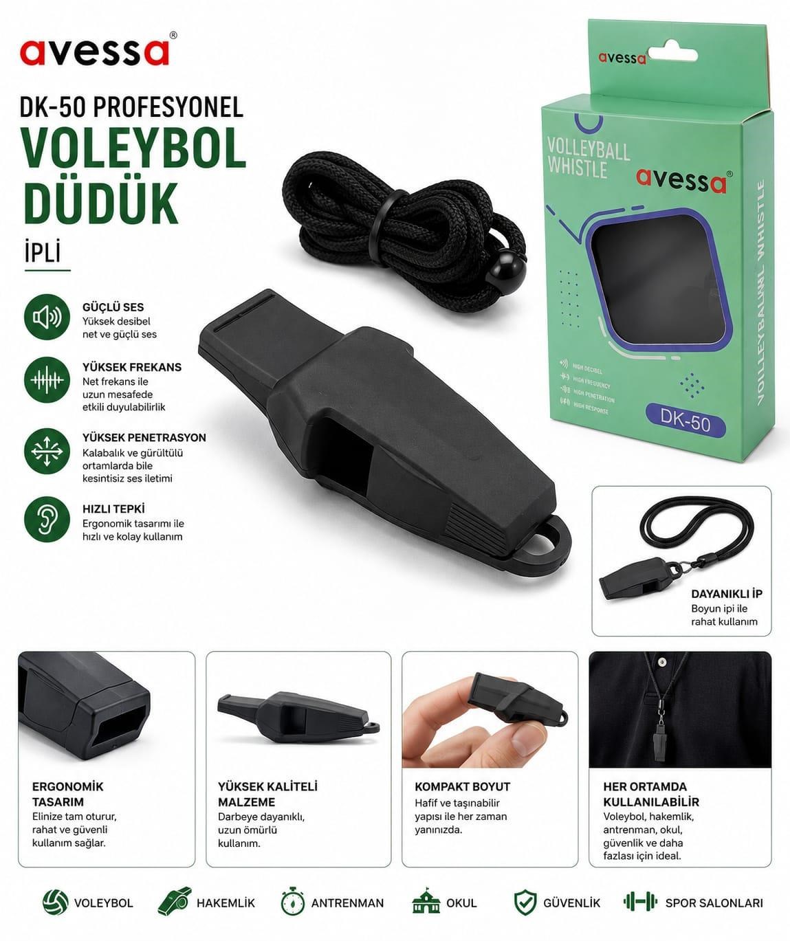 Avessa Dk-60 Profesyonel Futbol Düdük İpli