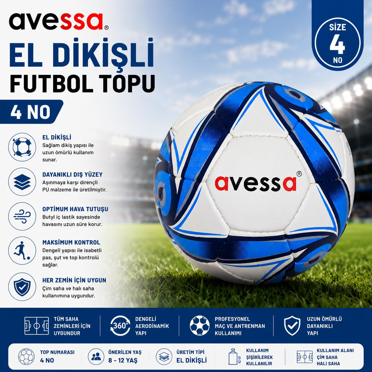 Avessa Elt-194 El Dikişli Futbol Topu No4