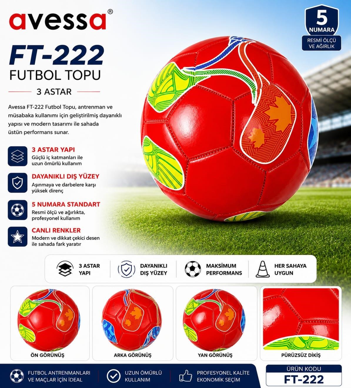 Avessa Ft-222 Futbol Topu 3 Astar Turuncu