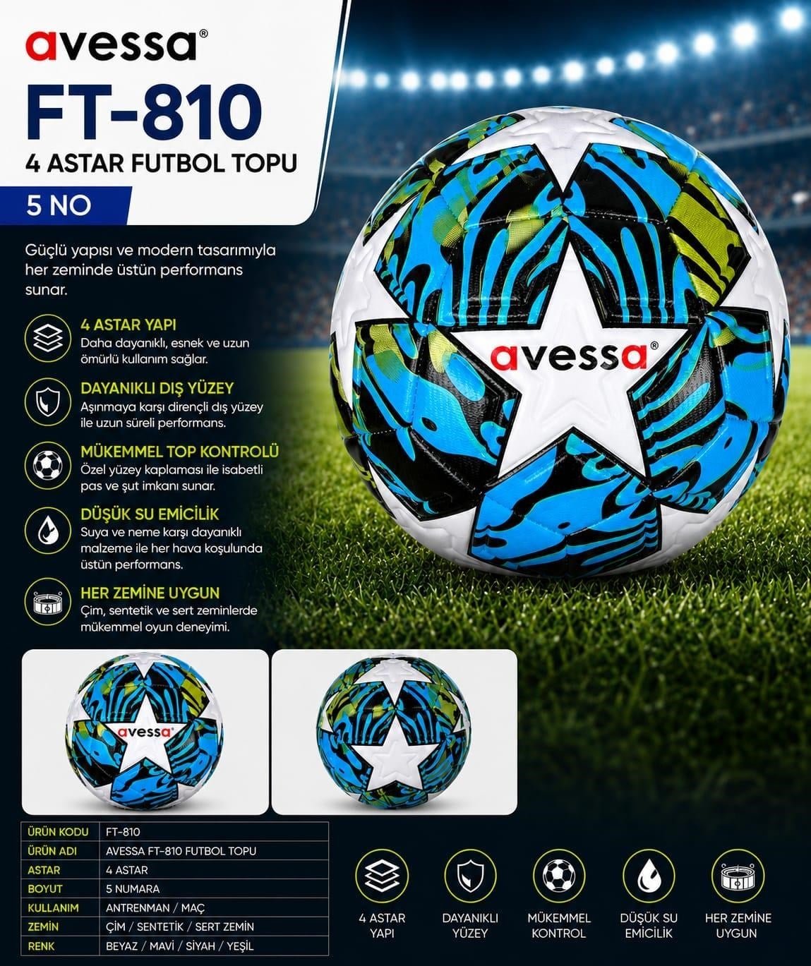 Avessa Ft-810 Futbol Topu 4 Astar