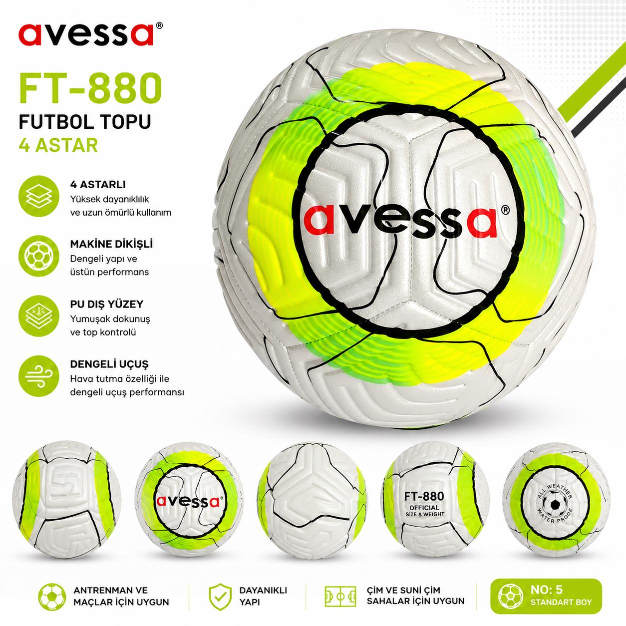 Avessa Ft-880 Futbol Topu 4 Astar