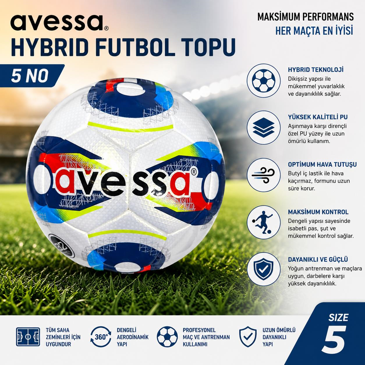 Avessa Hft-350 Hybrid Futbol Topu No5