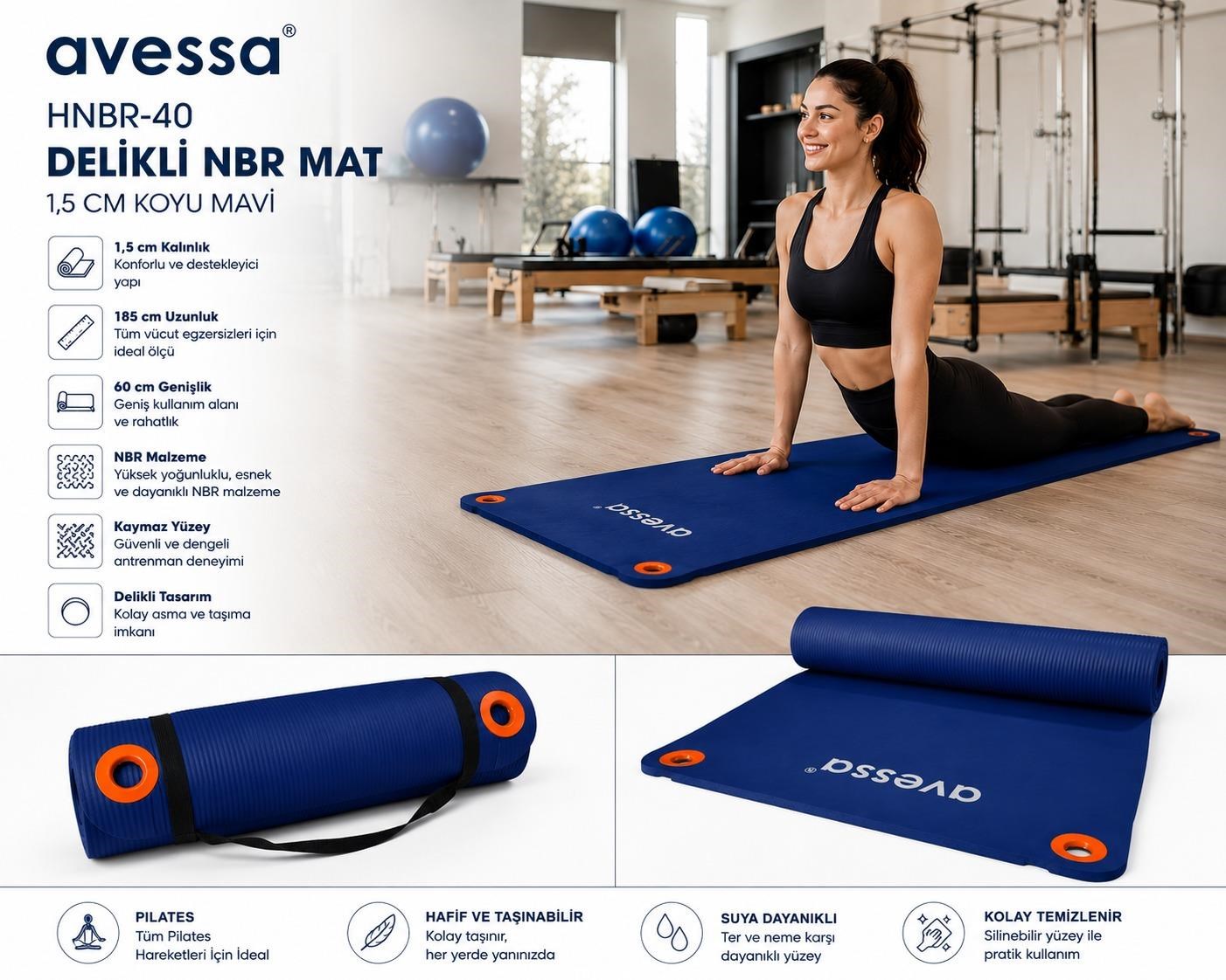 Avessa Hnbr-40 Delikli Nbr Mat 1,5 Cm Mavi