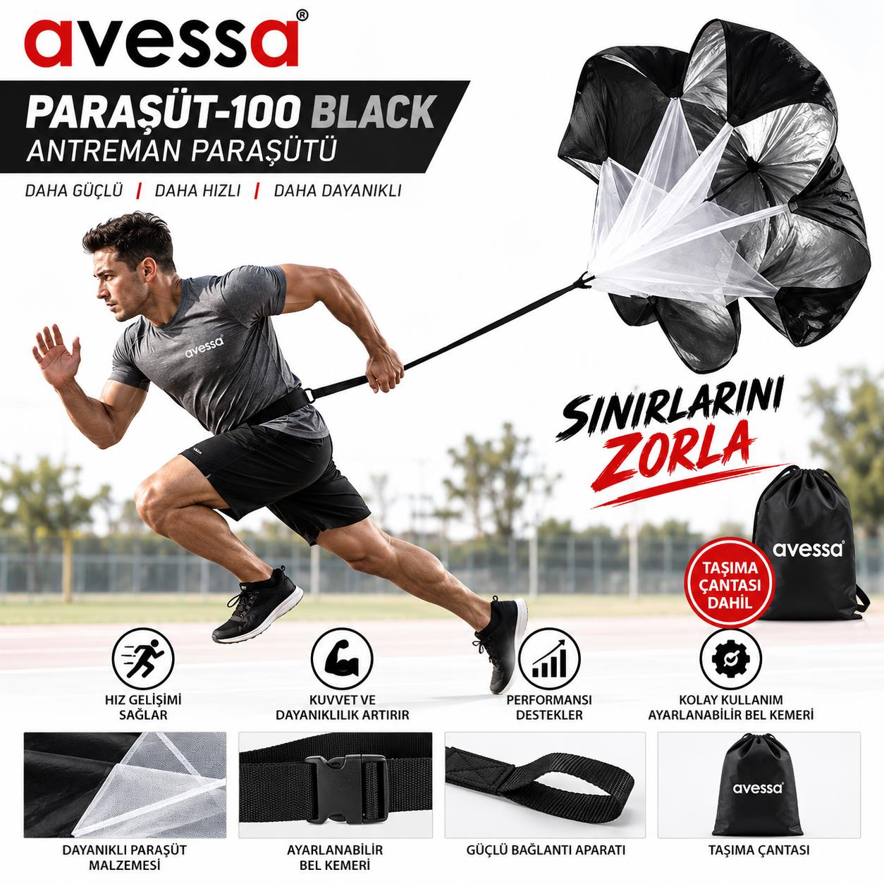 Avessa Paraşüt-100 Antrenman Paraşütü Siyah
