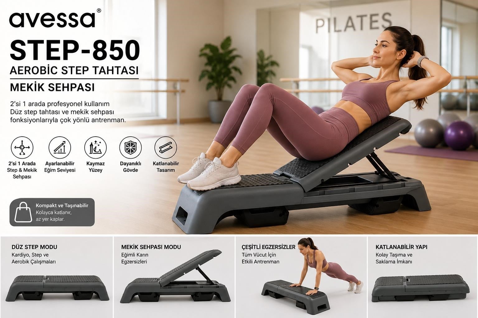 Avessa Step-850 Aerobic Step Tahtası-Mekik Sehpası