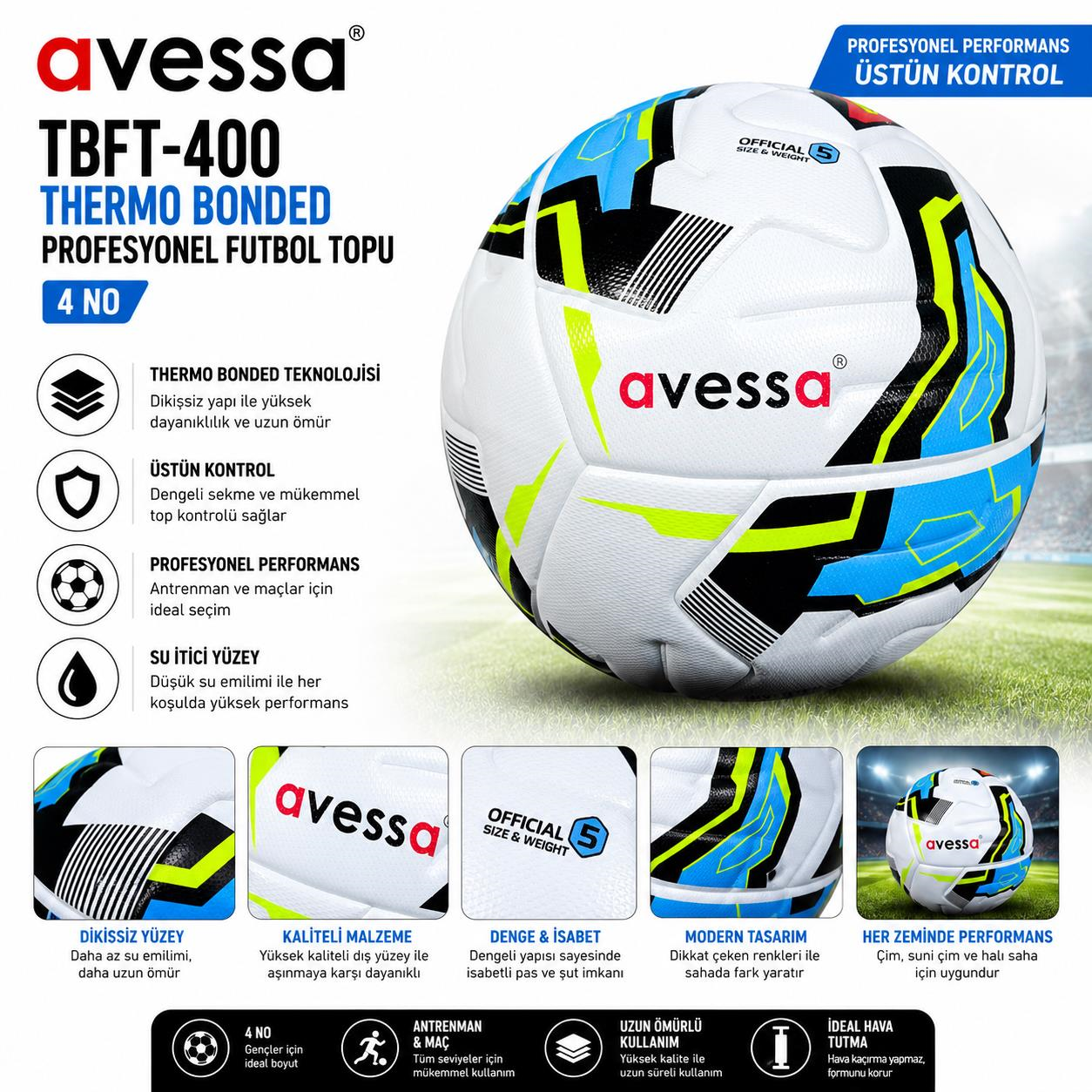 Avessa Tbft-400 Thermo Bonded Prof. Futbol Topu No4