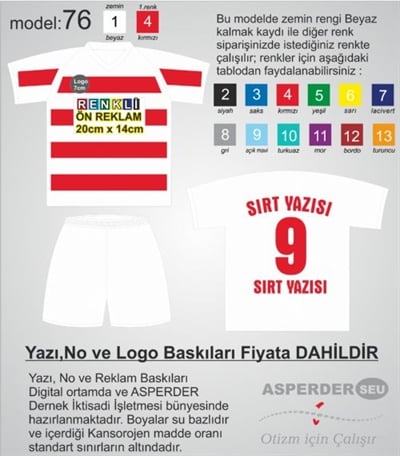 Futbol Forma Şort takım model 76