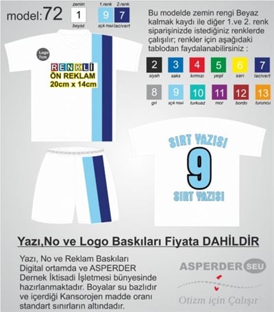 Futbol Forma Şort takım model 72