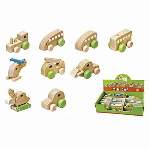 Hongji  Naturel Ahşap Arabalar 9 lu