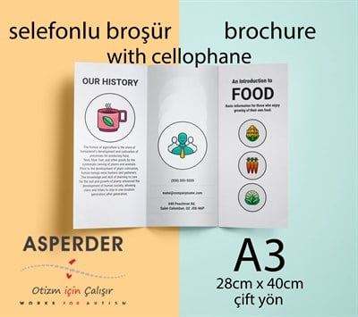 Selefonlu Broşür - A3 - 150gr - 30x42cm - çift yön - 1000ad