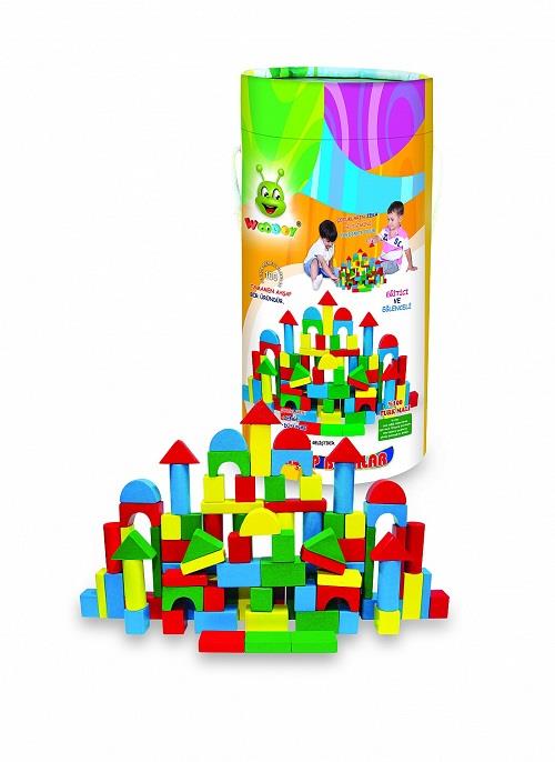 Woodoy Ahşap Bloklar 100 prç.- Renkli