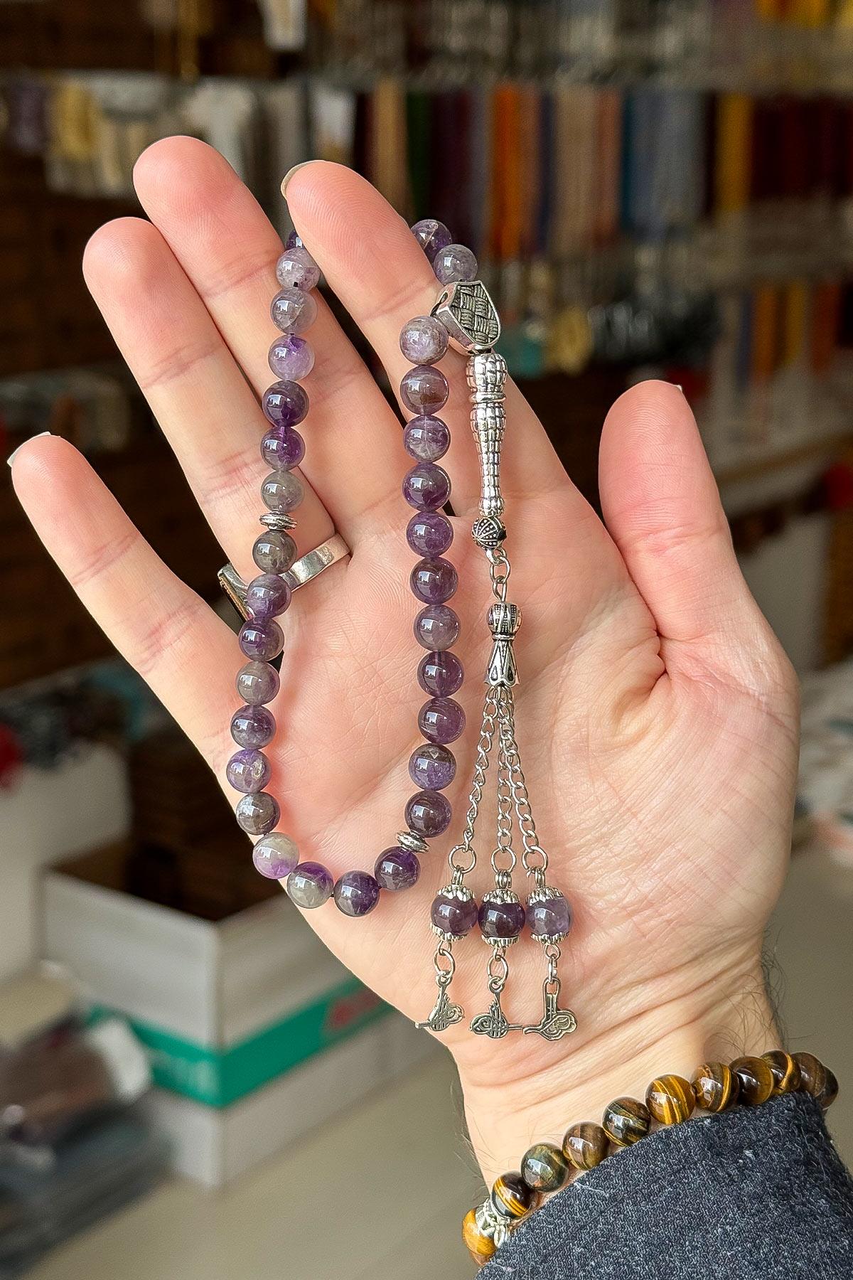 1. Kalite Ametist Taşı Tesbih