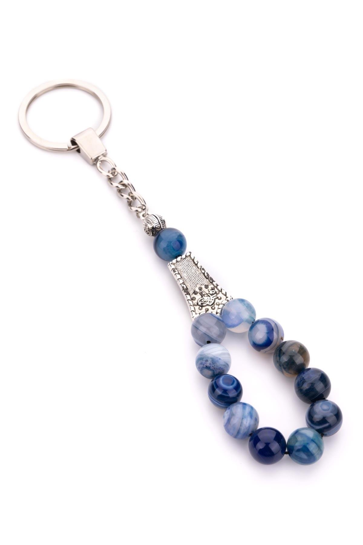 10 MM Mavi Akik Taşı Tesbih Anahtarlık
