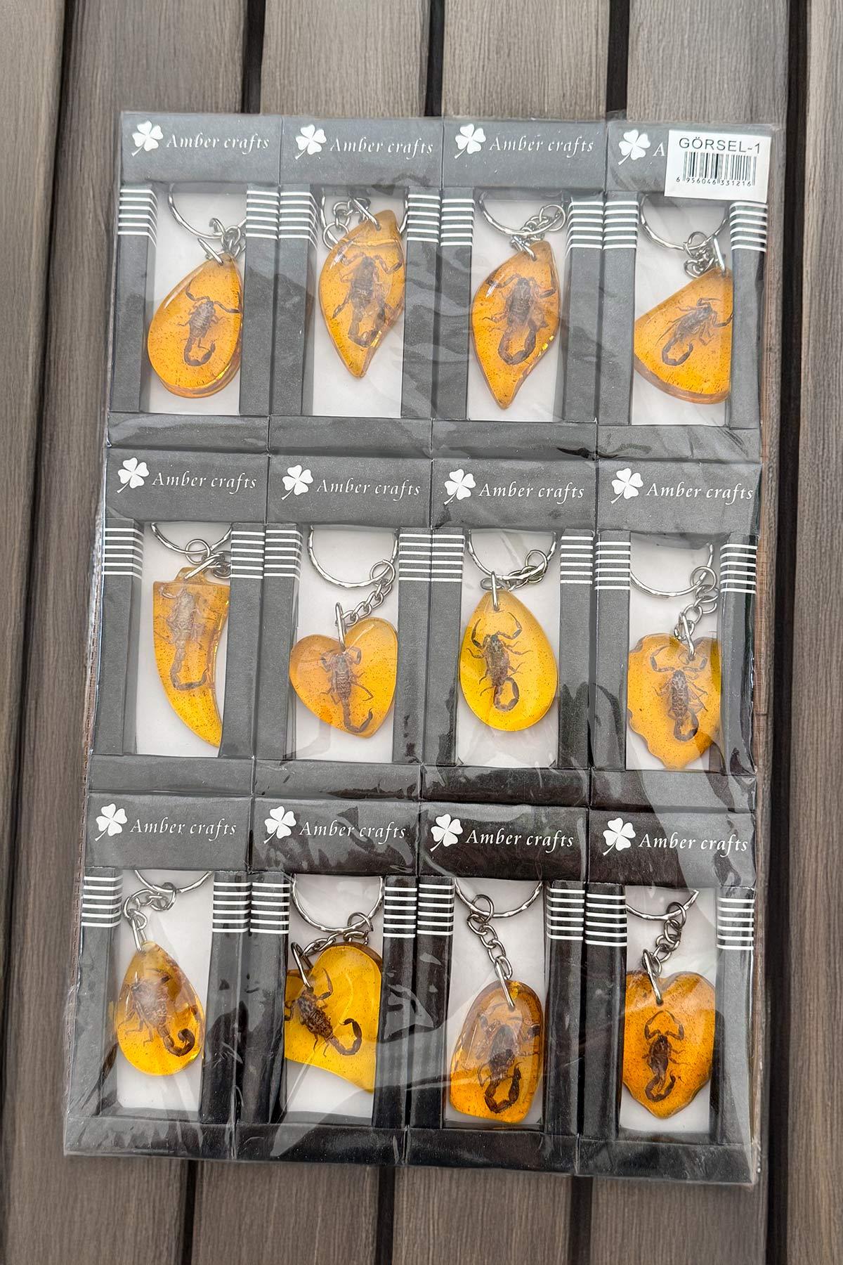 12 Adet Karışık Model Akrep Fosilli Anahtarlık