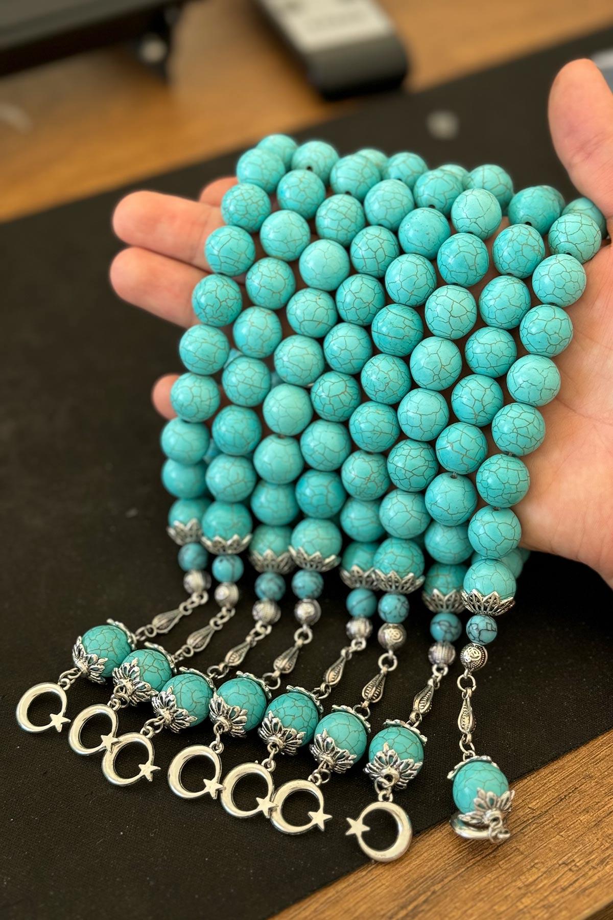 17LİK İri Taneli Turkuaz Taşı Tesbih