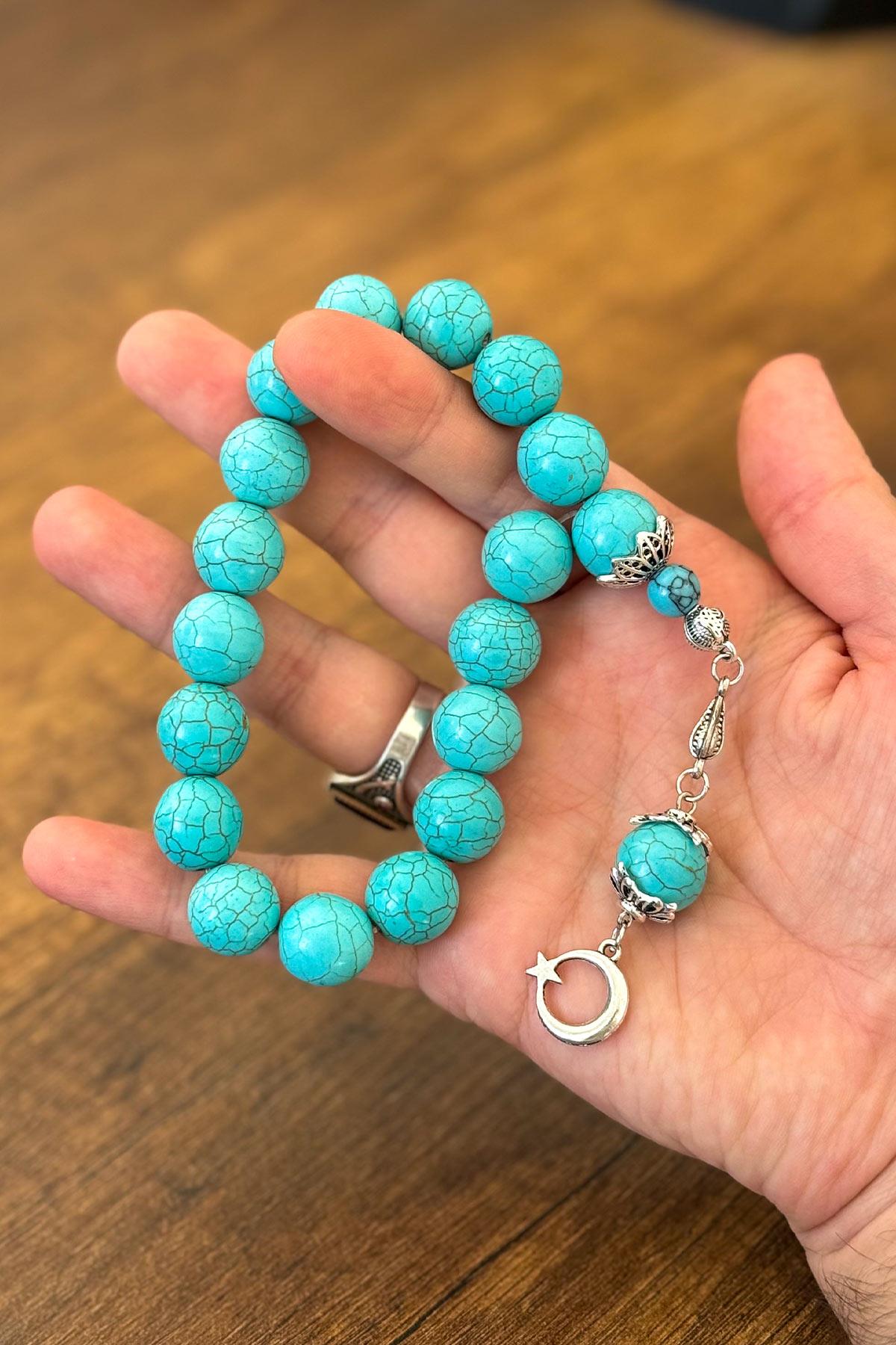 17LİK İri Taneli Turkuaz Taşı Tesbih