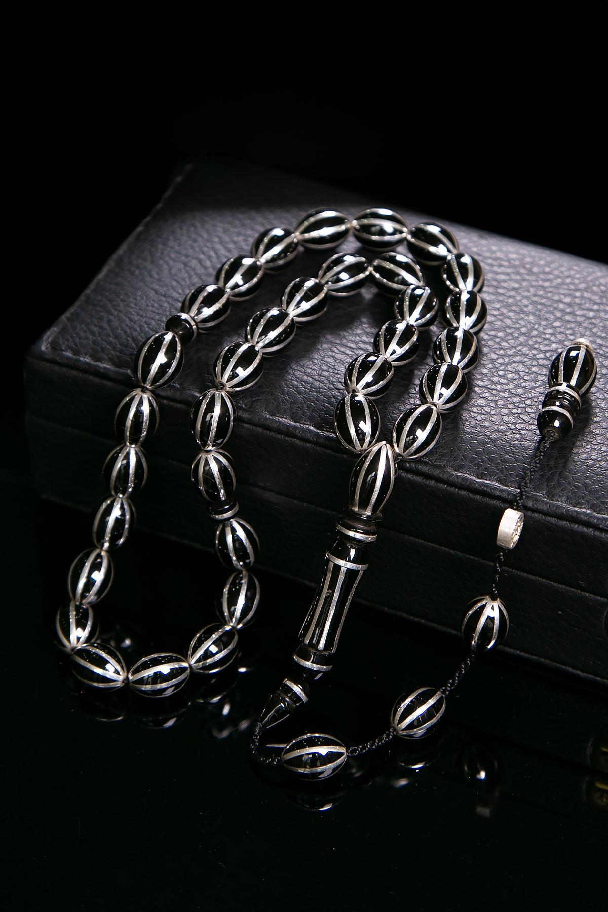 2 Ustanın Ortak Çalışması Gümüş Erzurum Oltu Taşı Tesbih