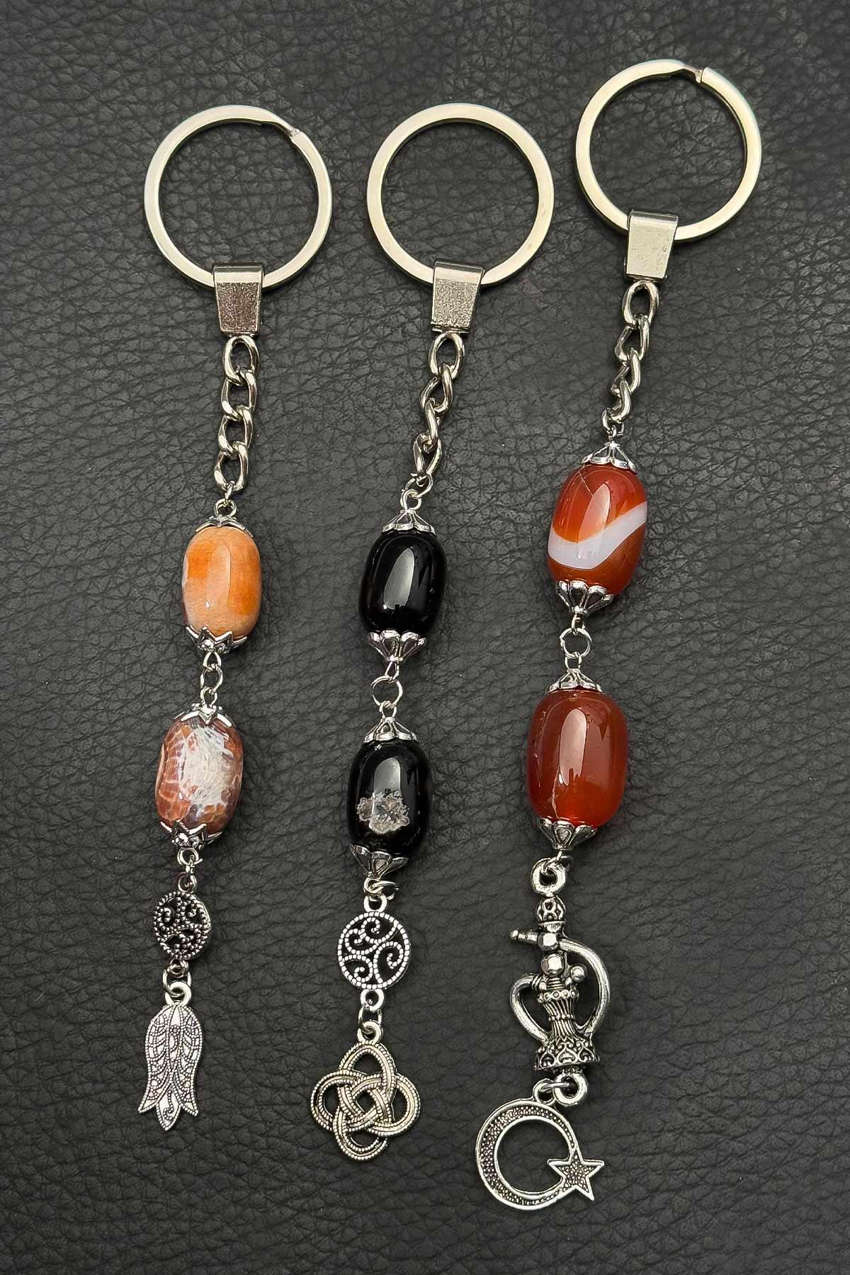 3lü Akik Taşı Anahtarlık Seti