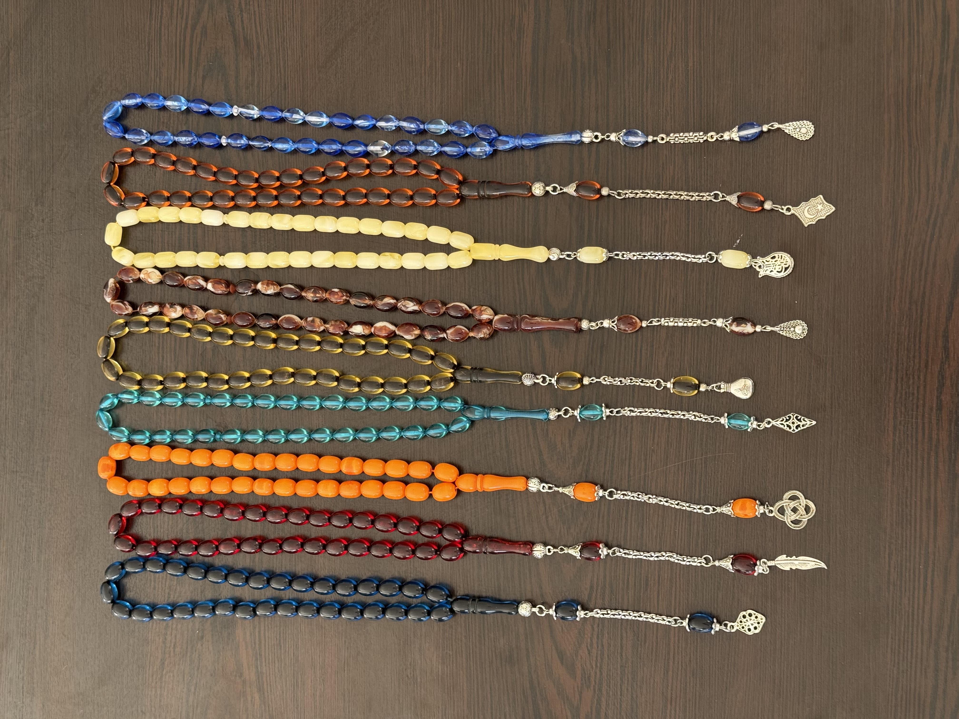 9 Adet Gündelik Kullanıma Güzel Çekimli Toz Kehribar Tesbih