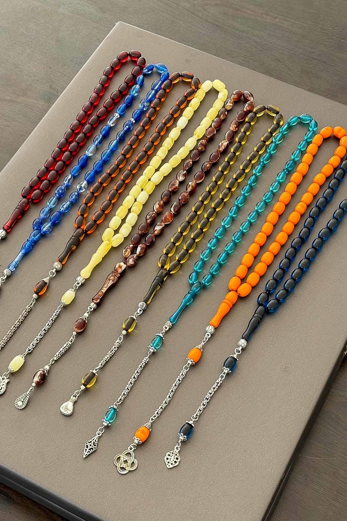 9 Adet Gündelik Kullanıma Güzel Çekimli Toz Kehribar Tesbih