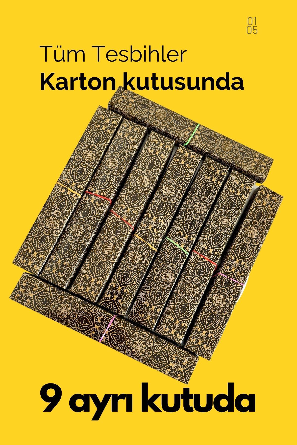 9 Adet Bir Birinden Güzel Canlı Renk Toz Kehribar Tesbih