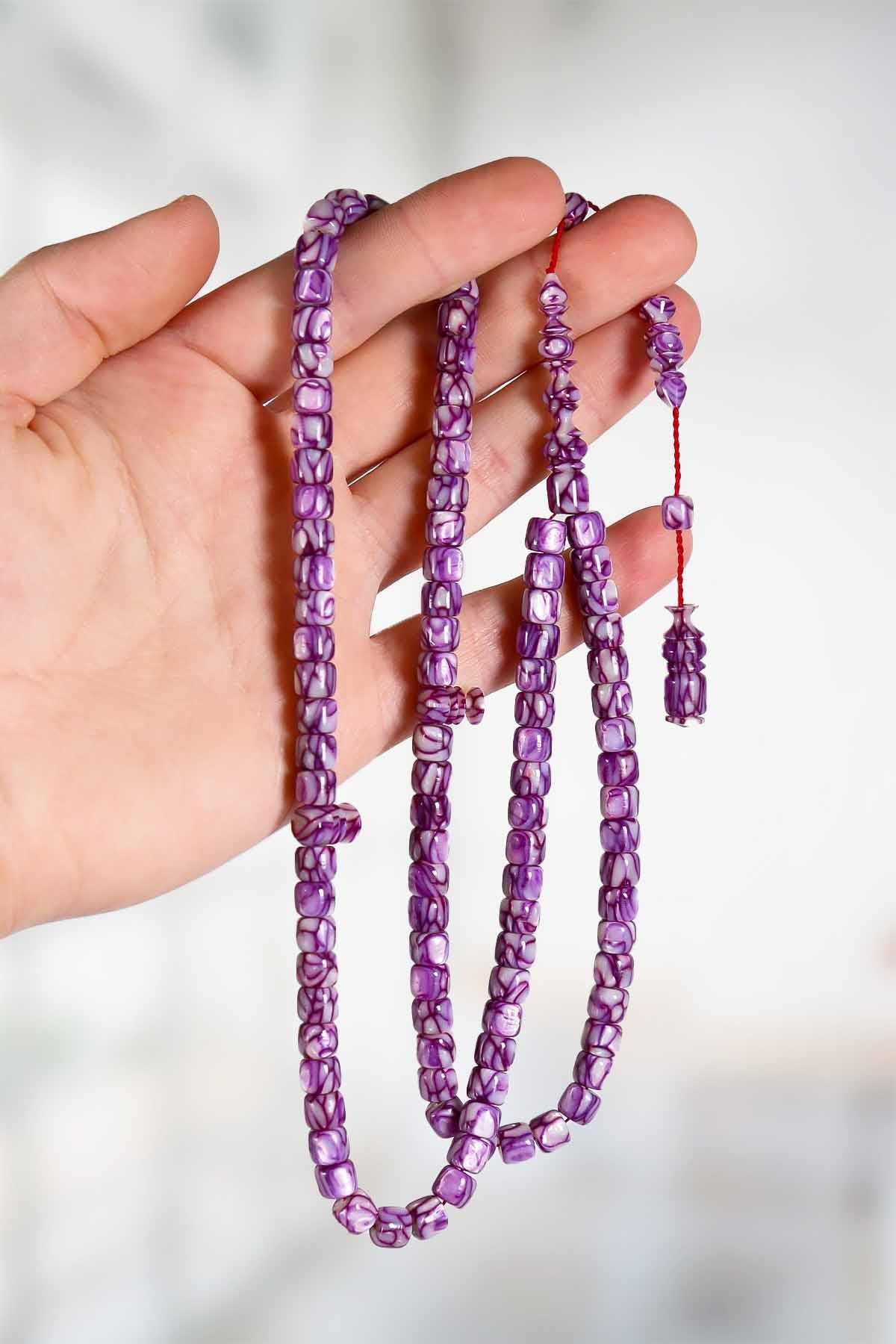 99luk Mor Renk Tekerlek Tane Usta İşin Galalith Tesbih