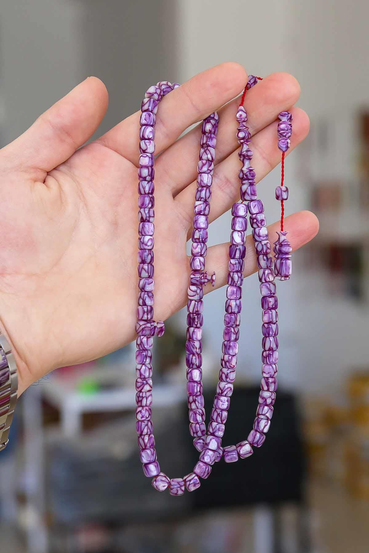 99luk Mor Renk Tekerlek Tane Usta İşin Galalith Tesbih