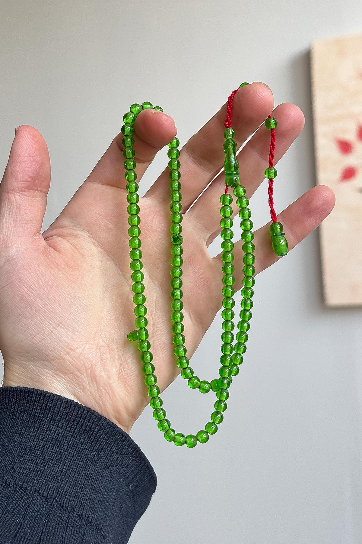 99luk Yeşil Renk Küçük Boy Ateş Kehribar Tesbih