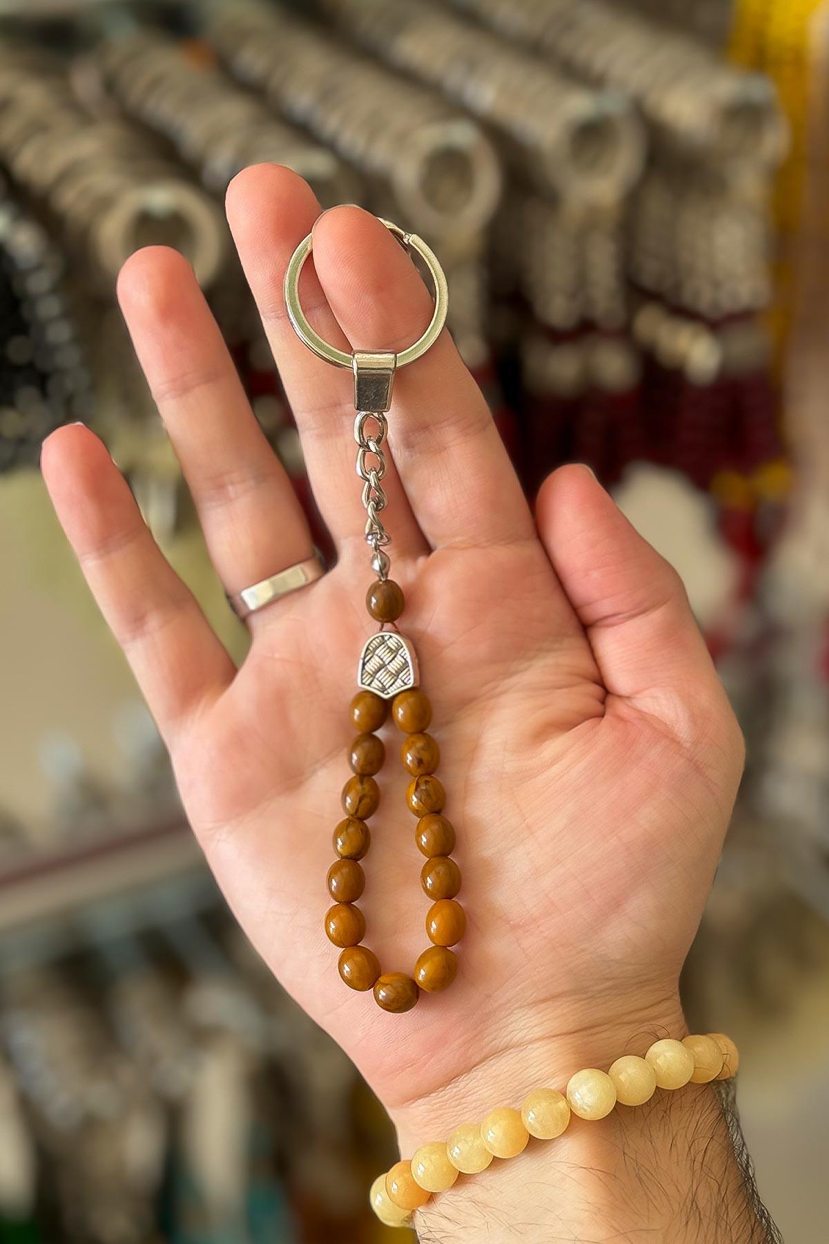 Açık Kahve Arpa Taneli Tesbih Anahtarlık