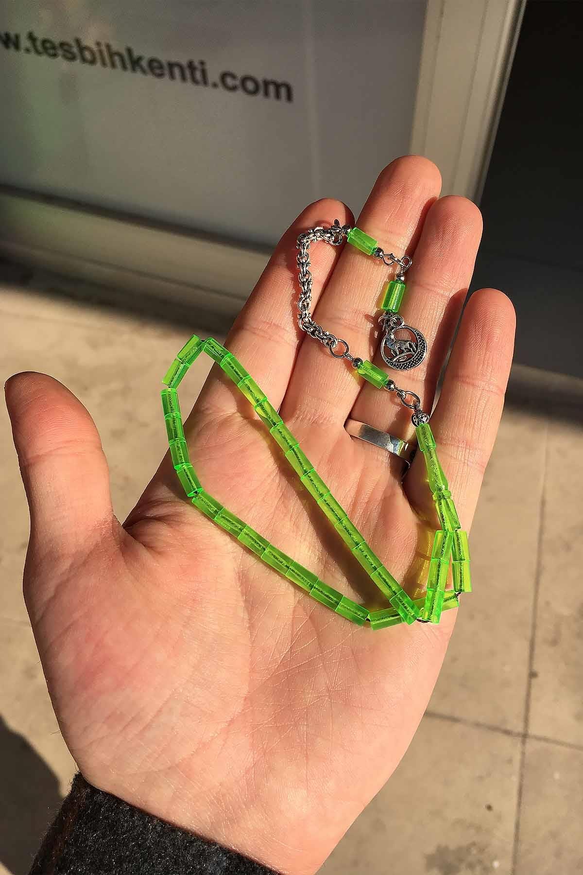 Açık Yeşil Minik Boy Kesme Taneli Uçak Camı Tesbih